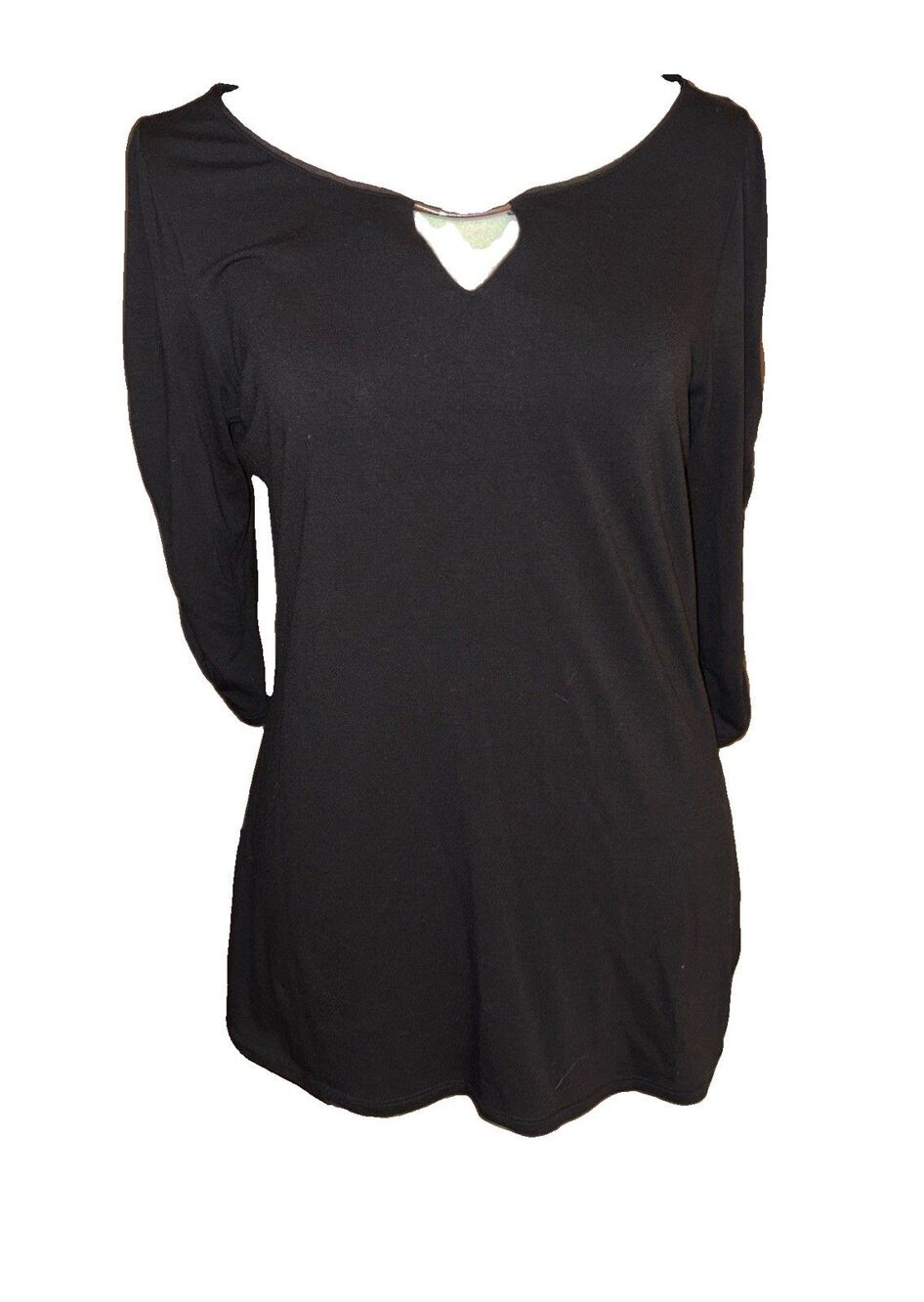 White House Black Market Black Keyhole Blouse Size M